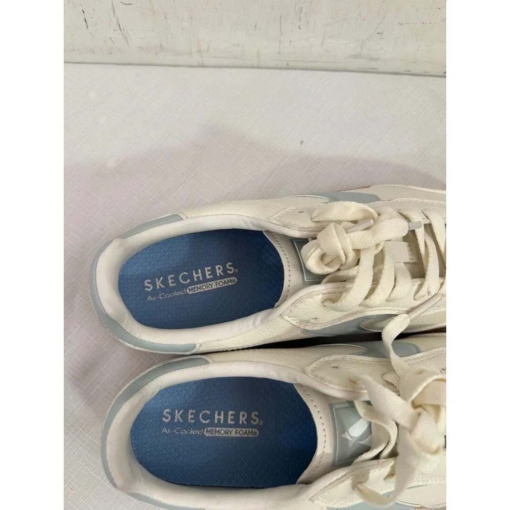 Skechers Sneakers Size 3 Cream Blue Air Cooled Memory Foam Gum Sole Kids